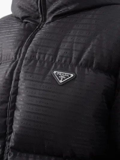 Prada o1mt1gz0925 Logo-Jacquard Hooded Re-Nylon Down Jacket Black Size L / US 10 / IT 46 - 4 Thumbnail