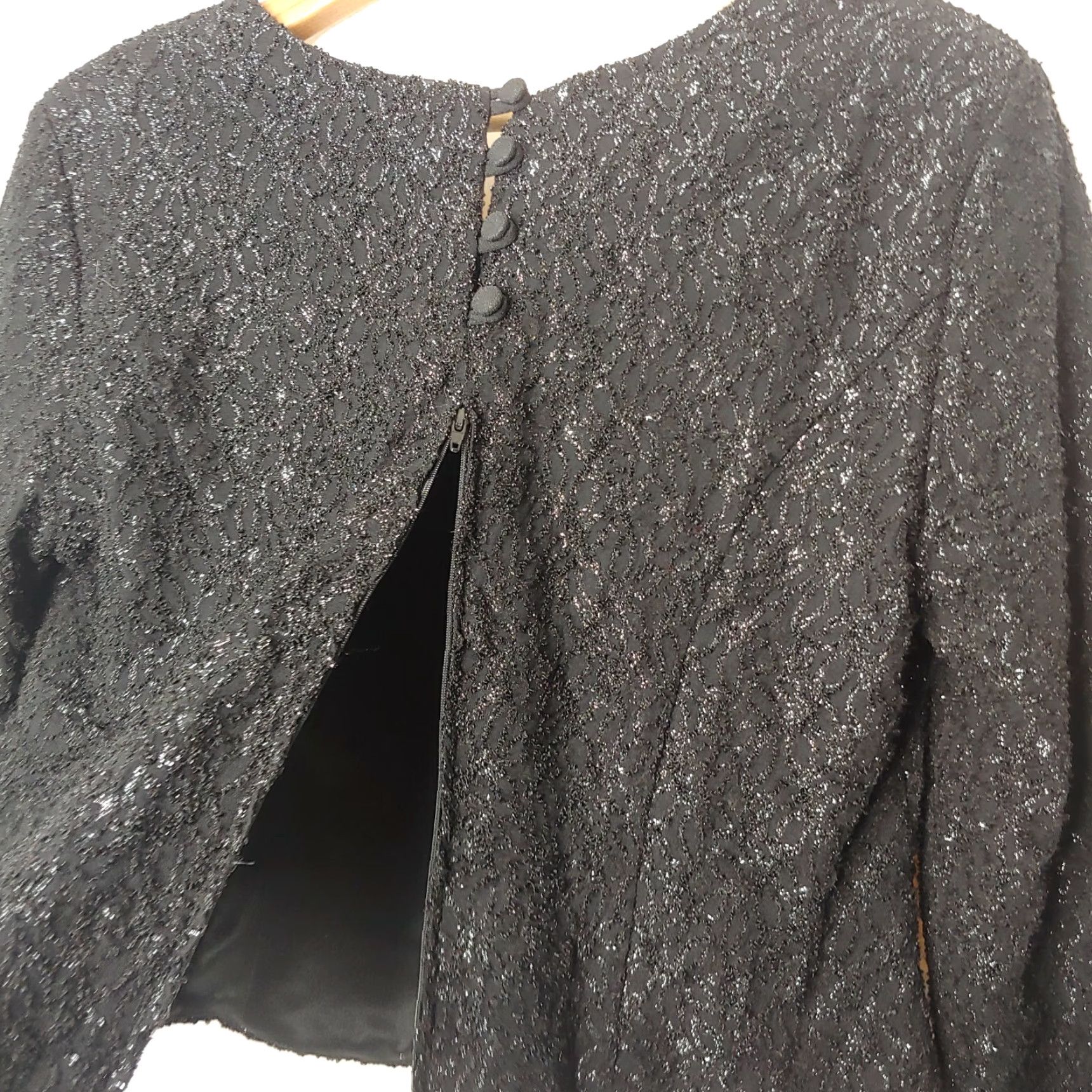 Vintage VINTAGE Jolibel Formal Top Shirt Cropped 90s Black Nylon Mylar Long Sleeve Womens 14 90s Theme Women Size XL / US 12-14 / IT 48-50 - 4 Thumbnail