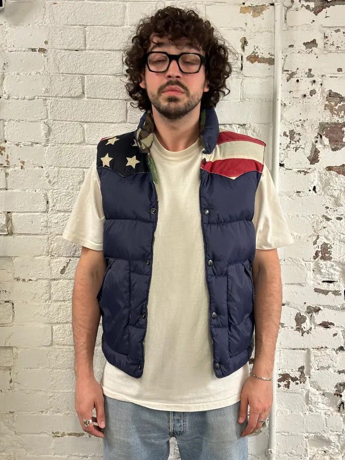 Polo Ralph Lauren 2010s Ralph Lauren Navy Camo Reversible American Flag Puffer Vest Size US S / EU 44-46 / 1 - 3 Thumbnail