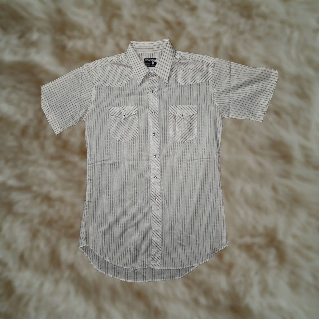 Wrangler VINTAGE Wrangler Shirt Mens 18 Tall White Red Stripe Western Pearl Snap USA Shirt Man Tall 18 White Red Striped Western Cowboys Size US XXL / EU 58 / 5 - 1 Thumbnail