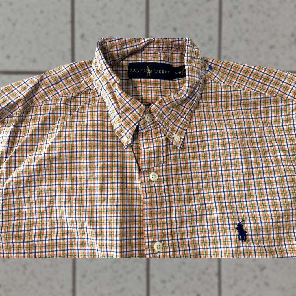 Polo Ralph Lauren Polo Ralph Lauren Shirt Mens Polo Ralph Lauren Dress Shirt M Medium Orange Button Short Sleeve Pink Size 40R - 1 Thumbnail