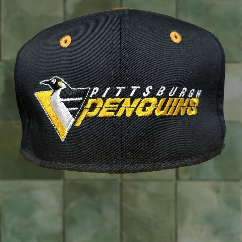 NHL VINTAGE Penguins Hat Men’s Snapback 90s NHL Hockey Sport Youngan One Size Black Cotton Twill Adjustable Lightweight Mens Size ONE SIZE - 1 Thumbnail