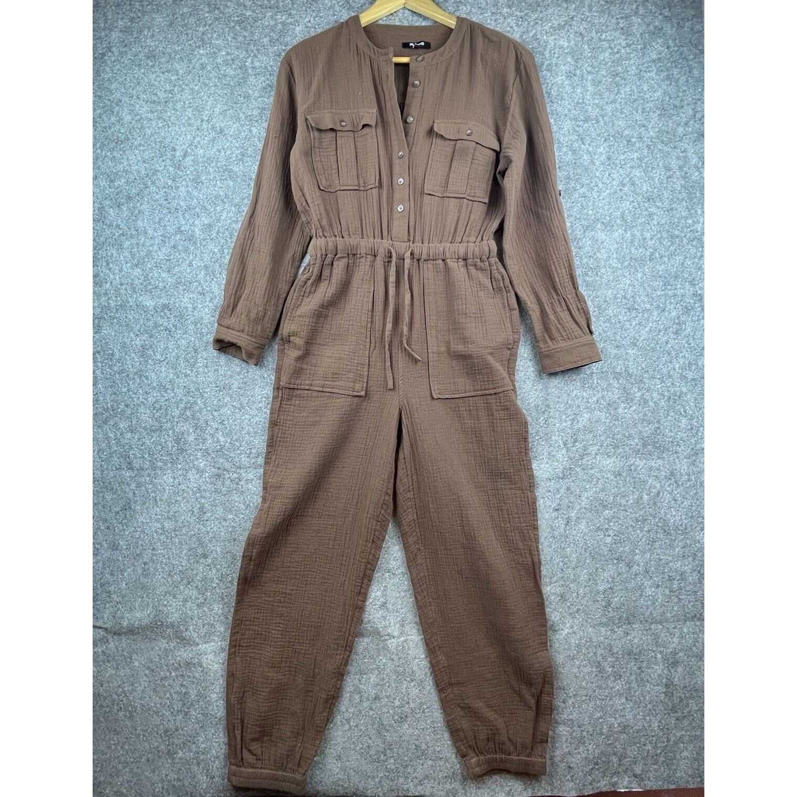 Madewell Madewell Jumpsuit Womens 2 Brown Cinch Waist Dolman Jogger Size 26" / US 2 / IT 38 - 1 Thumbnail