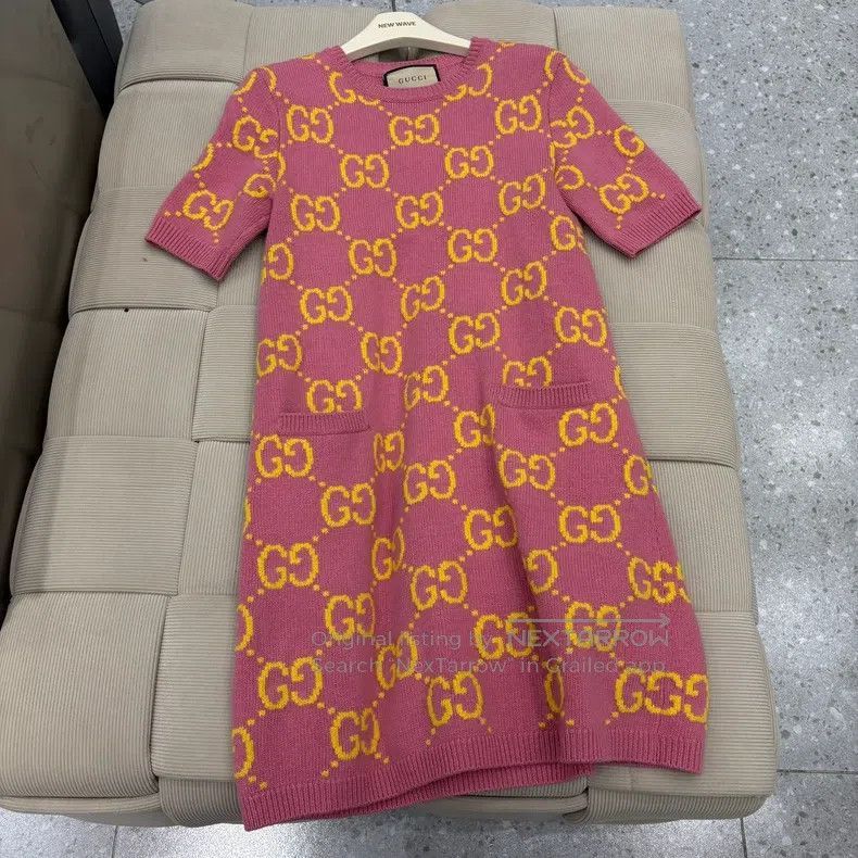 Gucci 24ss double G old flower full print short-sleeved kn