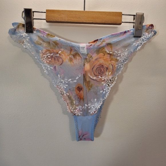 Other Maison Lejaby Baby Blue Floral Lace Bra And Undies - Size Xl Size ONE SIZE - 4 Thumbnail