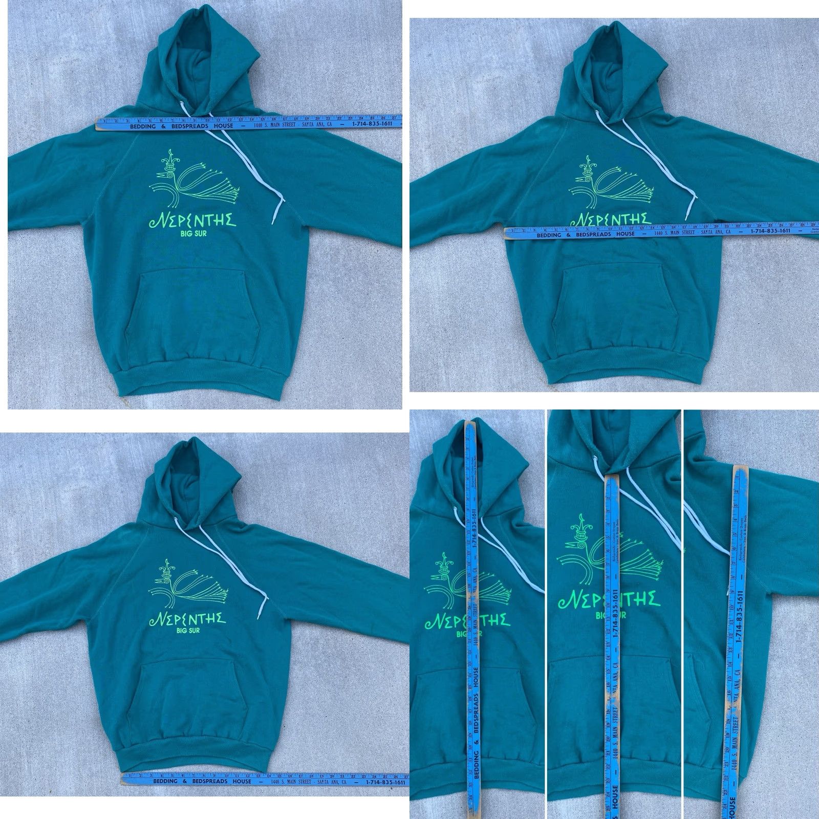 Hanes VINTAGE Hanes Nepenthe Big Sur Raglan Hoodie Sweatshirt Pullover Sweater Jumper Size L Green Graphic Print Men Hoodie Pullover 90s Mens Size US L / EU 52-54 / 3 - 11 Thumbnail