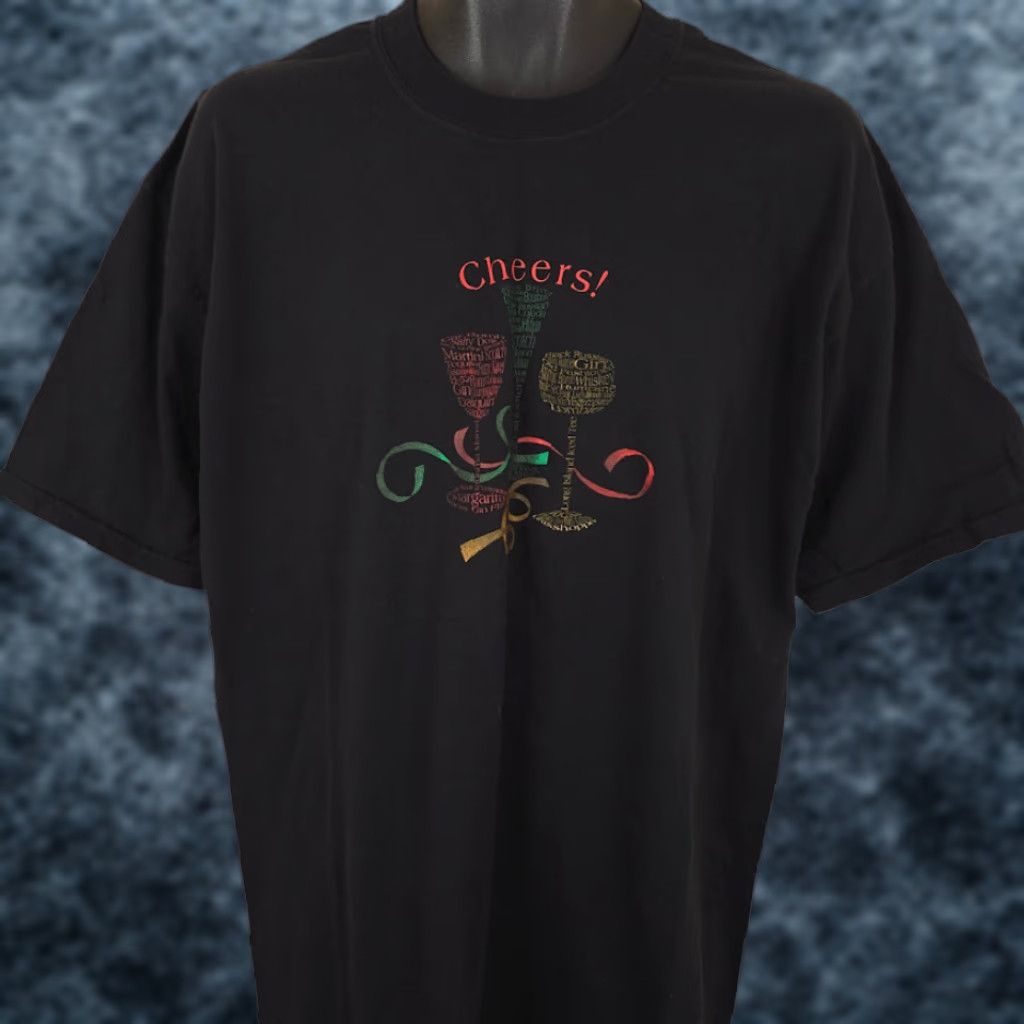 Vintage Cocktail Hour T ShirtMens XL Black Cheers Martini Daiquiri Margarita Size US XL / EU 56 / 4 - 1 Thumbnail