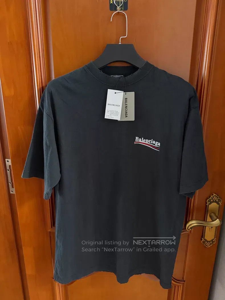 Balenciaga Balenciaga Black Destroyed Coke Wave Embroidered Short Sle Size US XS / EU 42 / 0 - 1 Thumbnail