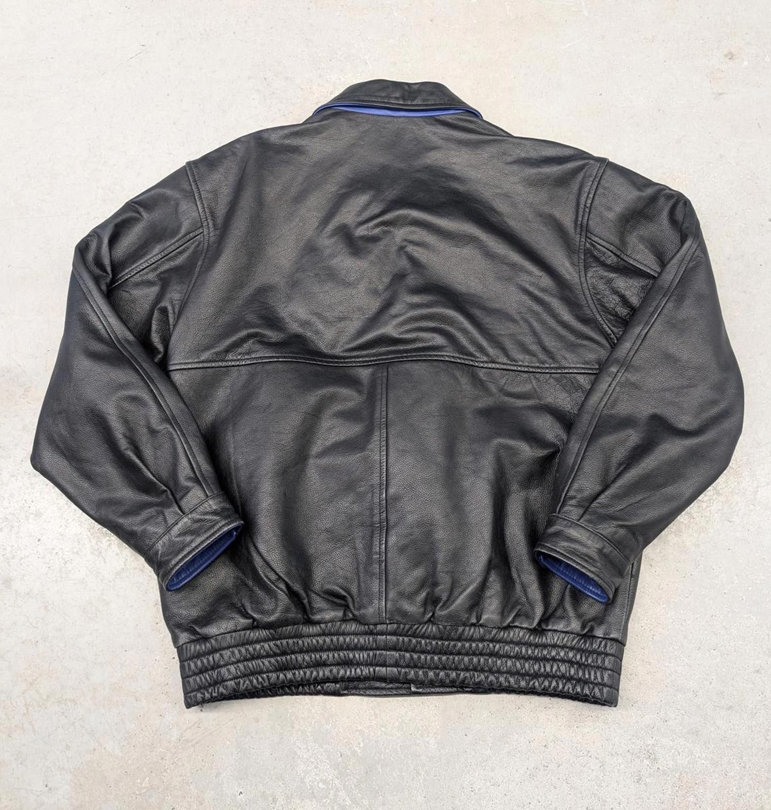 Yamaha Vintage 90s Yamaha Heavy Weight Black Leather Jacket Size US L / EU 52-54 / 3 - 3 Thumbnail