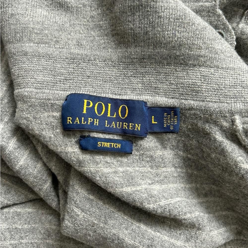 Polo Ralph Lauren Polo Ralph Lauren Grey Striped Long Sleeve Polo Shirt Size L Size L / US 10 / IT 46 - 4 Thumbnail