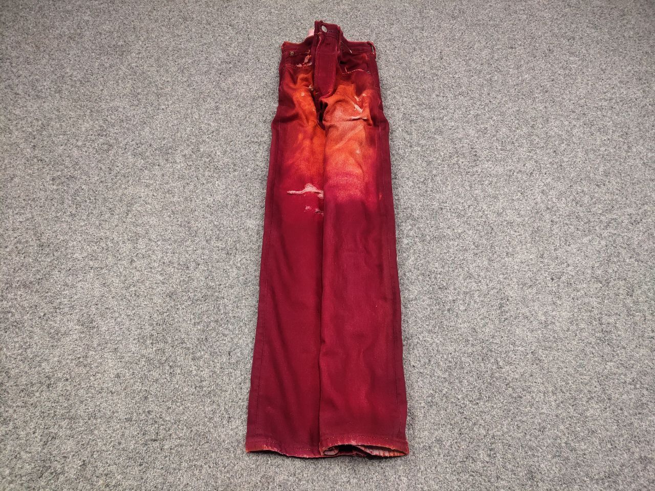 Levi's Vintage 90's Levis 501 DIstressed Denim Paint Red Jeans Size US 29 - 2 Thumbnail