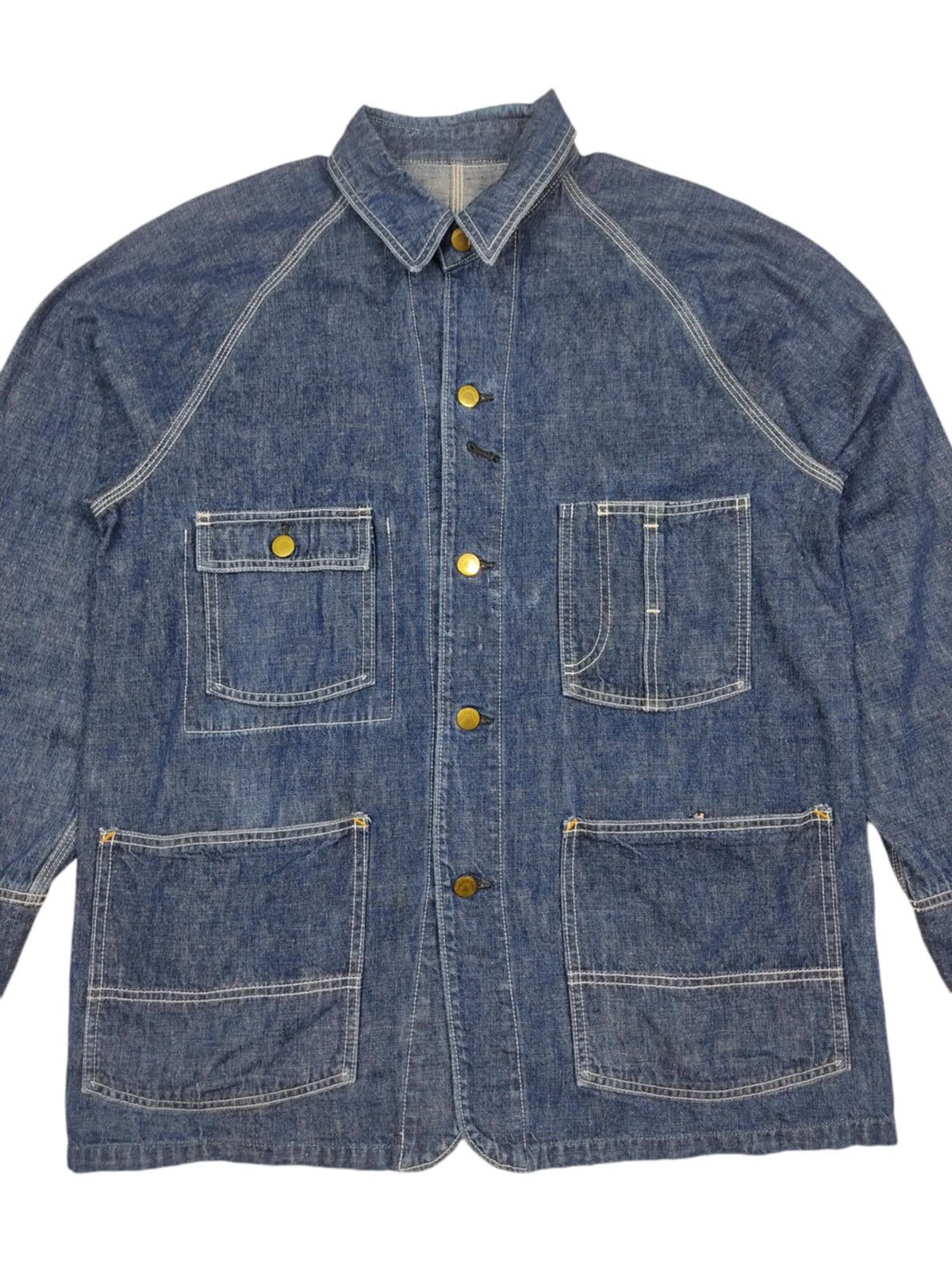 Big John × Vintage RARE Vintage BIG JOHN Denim Cactus Indigo Caverall Jacket Size US L / EU 52-54 / 3 - 2 Thumbnail
