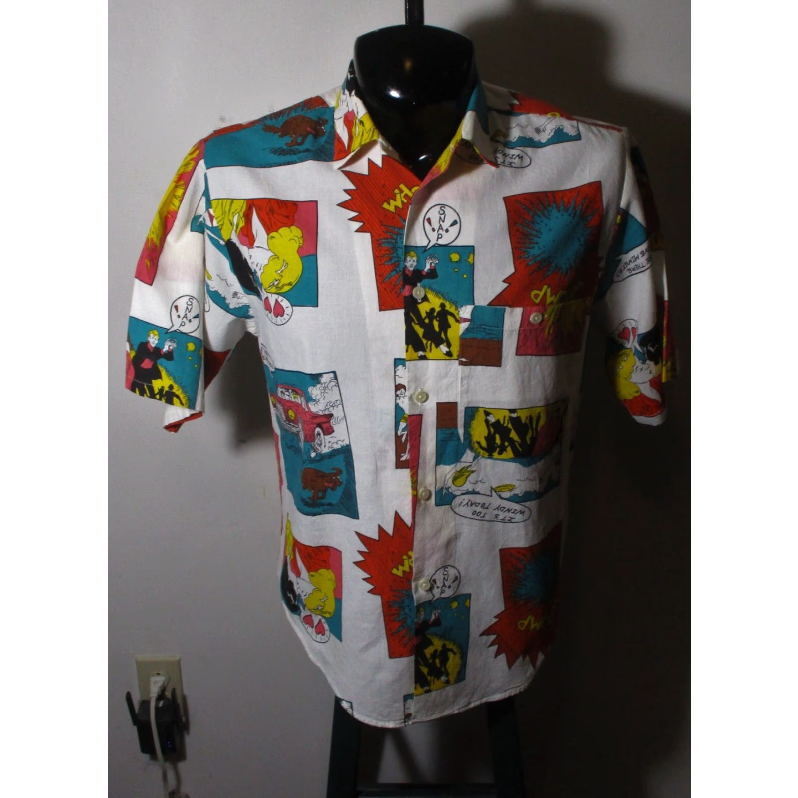 Vintage BON HOMME White Short Sleeve "Comic Strip" Shirt Size S Size US S / EU 44-46 / 1 - 2 Thumbnail