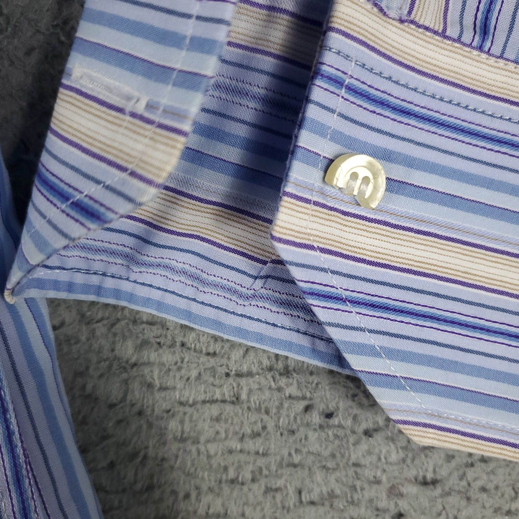 Etro ETRO Button-Up Shirt Mens Size 41 Blue Striped Made in Italy Long Sleeve Regular Fit Size US L / EU 52-54 / 3 - 5 Thumbnail