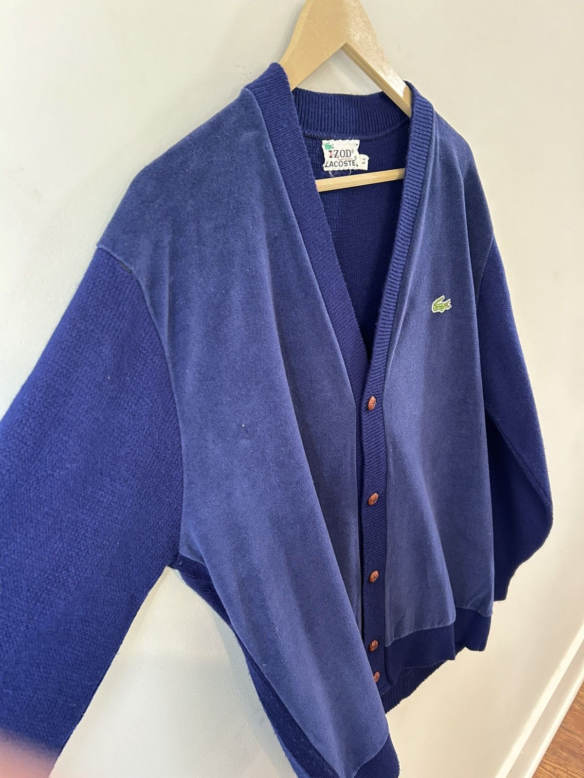 Izod × Lacoste VTG 70s 80s Izod Lacoste Blue Velour Knit Cardigan Sweater Size US L / EU 52-54 / 3 - 6 Thumbnail