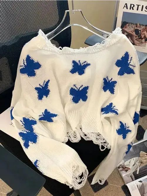 Japanese Brand Deeptown Korean Fashion Graphic Knitted Sweater Size ONE SIZE - 5 Thumbnail