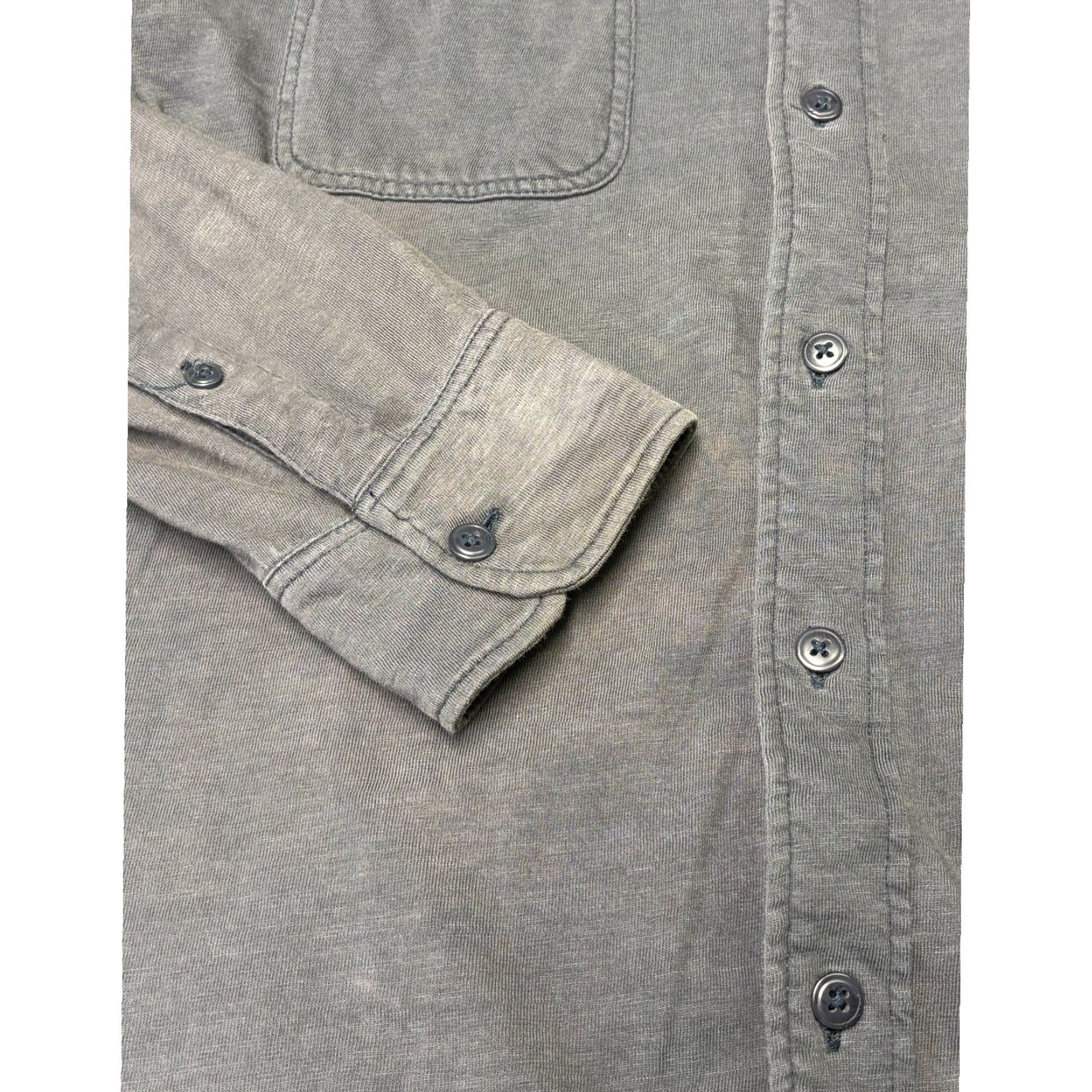Faherty Faherty Brand Button-Up Shirt Gray Long Sleeve M Knit Organic Cotton Button-Through Chest Pockets Casual Travel Mens Size US M / EU 48-50 / 2 - 3 Thumbnail