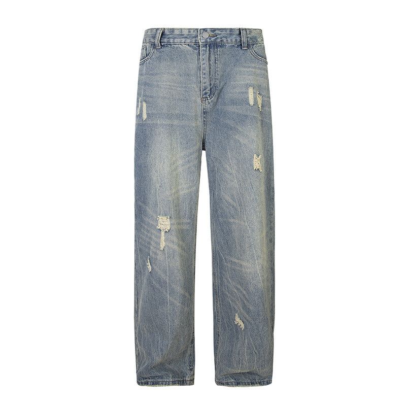 American retro high street loose distressed wide-leg jeans