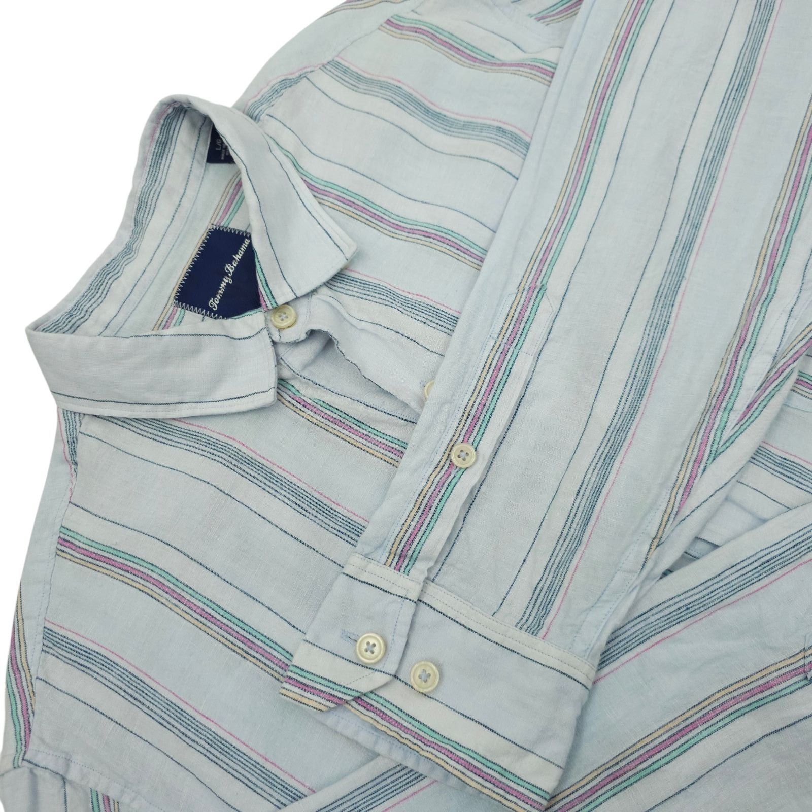 Tommy Bahama Tommy Bahama Shirt Mens L Blue Striped Linen Blend Long Slve Size US L / EU 52-54 / 3 - 9 Thumbnail