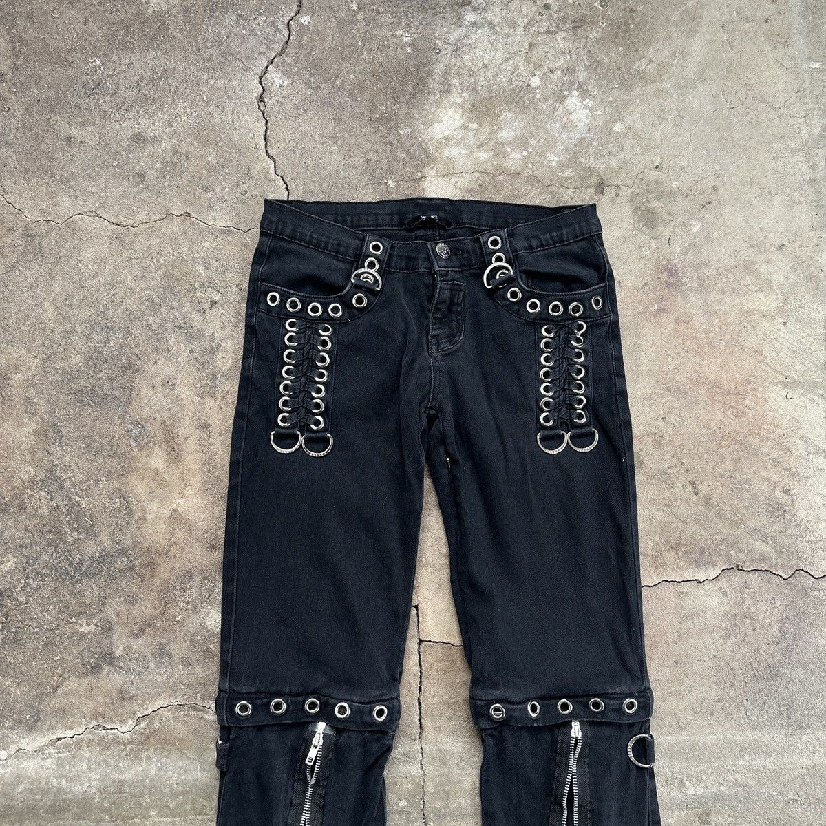 Beauty Beast × Seditionaries Vintage Banned Alternative Punk Ringed Zip Flared Pants Size 28" / US 6 / IT 42 - 6 Thumbnail