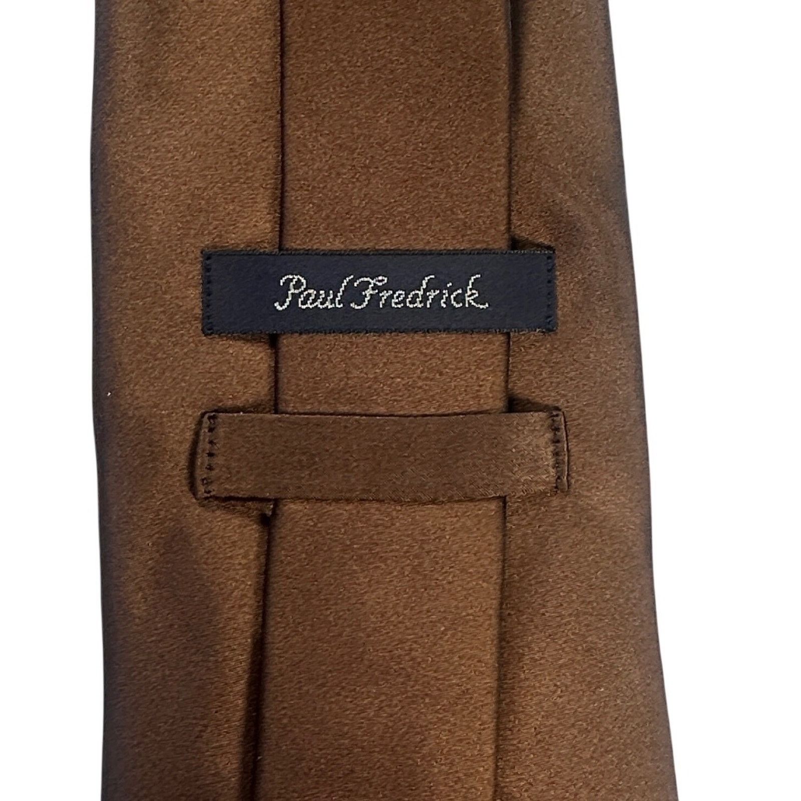 Paul Fredrick Paul Fredrick X-Long Brown Satin Silk Blend Dress Tie NWT Size ONE SIZE - 4 Thumbnail