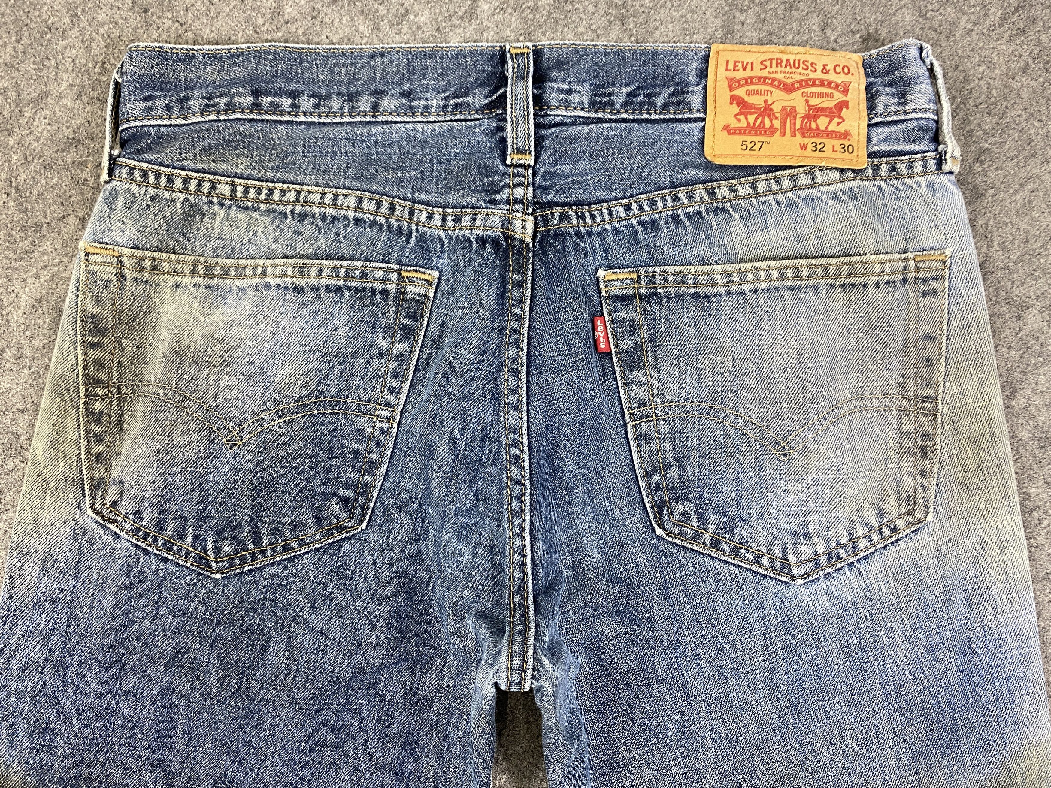 Japanese Brand Dirty Faded Blue Vintage Levis 527 Flare Jeans 33x29 -JN3206 Size US 33 - 4 Thumbnail