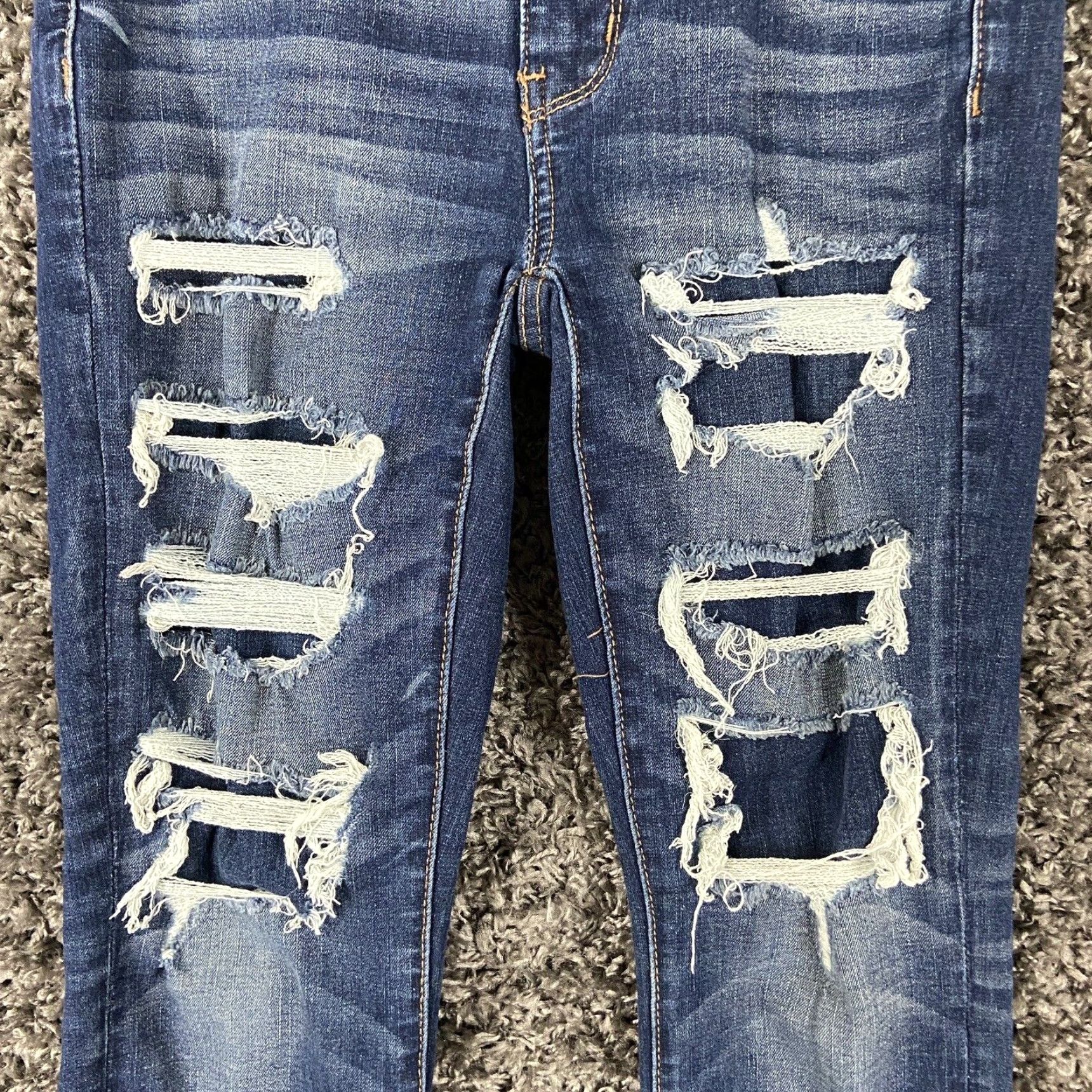 American Eagle Outfitters VINTAGE American Eagle Jeggings Women’s 2X-Short Blue Stretch High-Rise Distressed Jeans Size 40" / US 18 - 3 Thumbnail