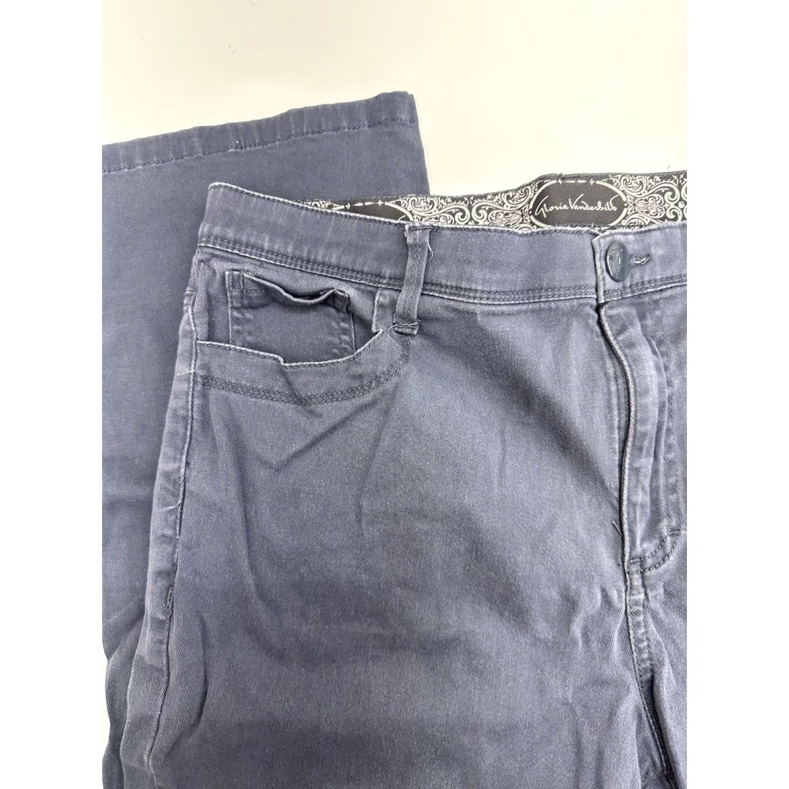 Gloria Vanderbilt Gloria Vanderbilt Womens Jeans Size 14 Denim Kahki Dress Pants Blue Stretch Regular Straight Pocket Zipper Button 27.5in Inseam Womens Size 36" / US 14 / IT 50 - 2 Thumbnail