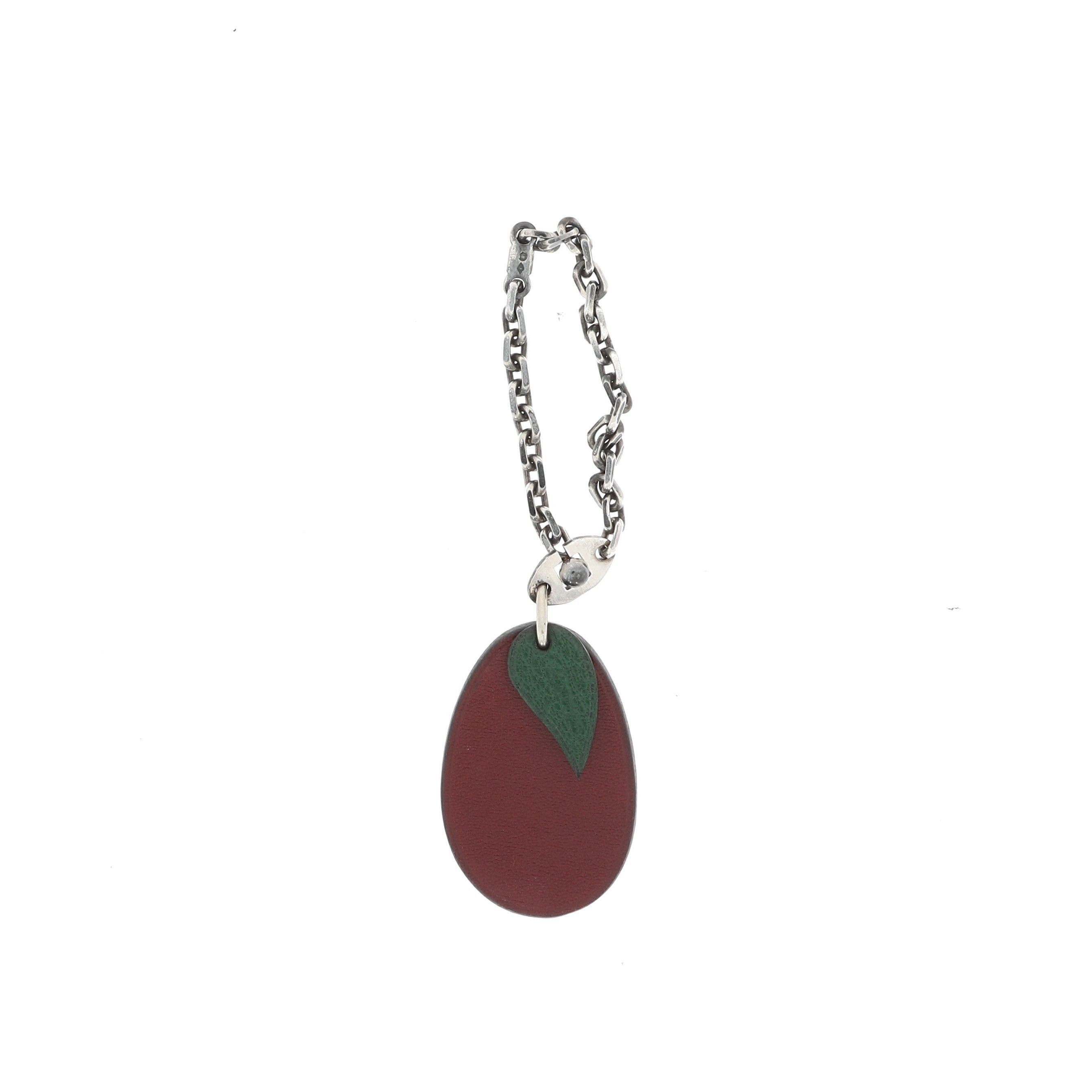image of Hermes Keychain In Multicolor Leather in Black, Women's