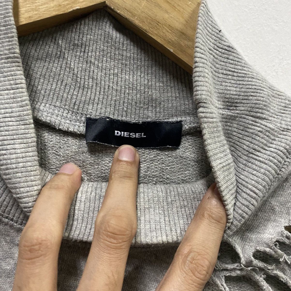 Diesel DIESEL Grey Distressed High-Neck Sweatshirt (Size XS) Size US XS / EU 42 / 0 - 11 Thumbnail