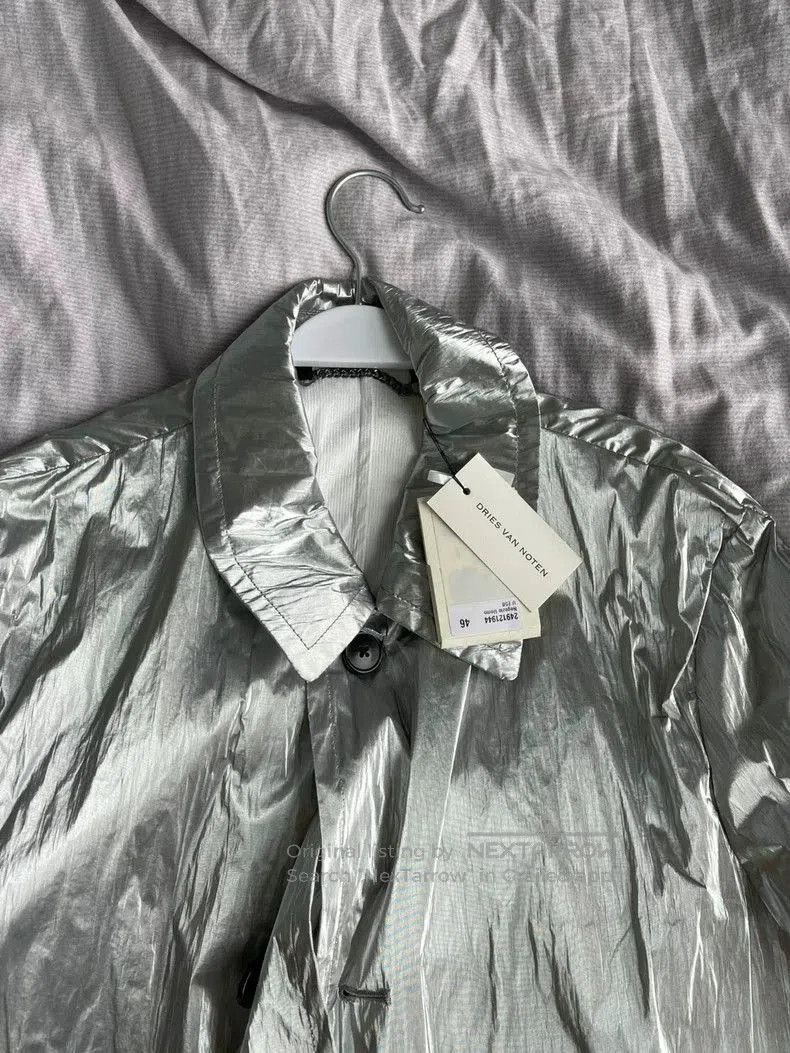 Dries Van Noten Dries Van Noten Metallic Trench Coat. Size US L / EU 52-54 / 3 - 7 Thumbnail