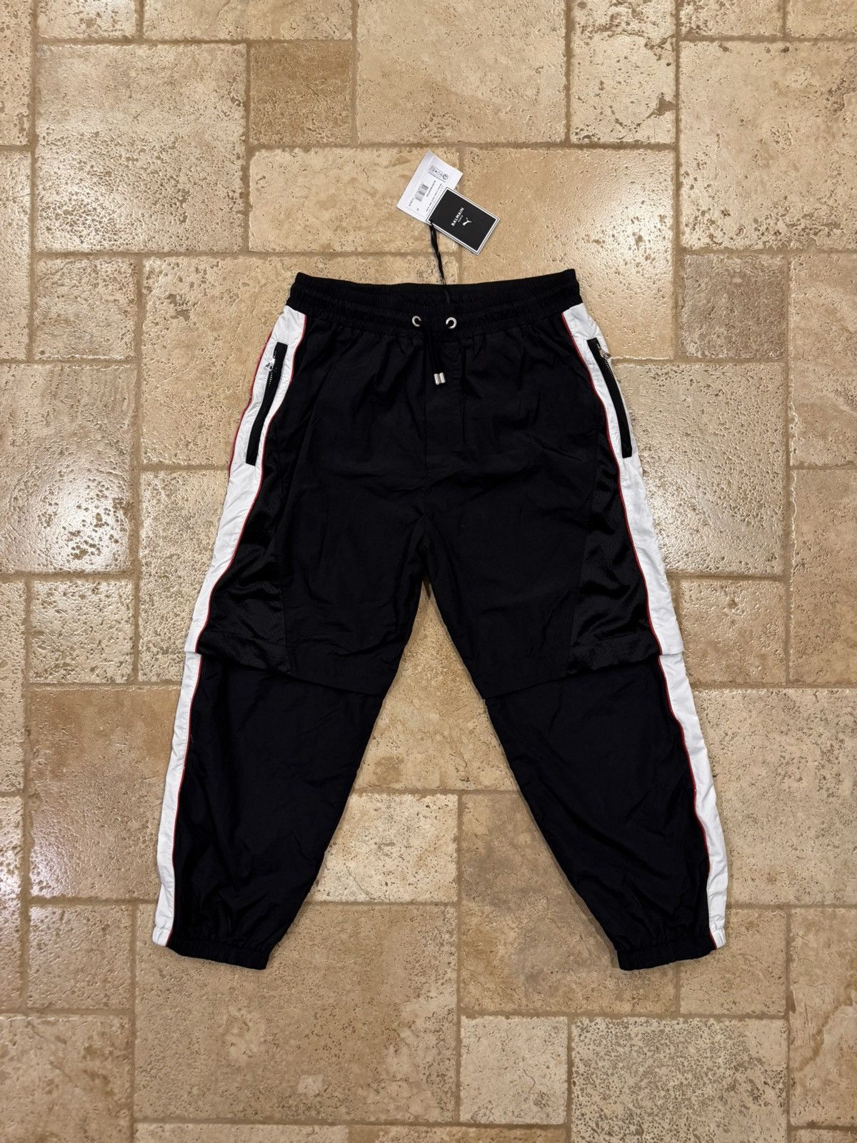 Balmain x Puma Nylon Black Coverterable Track Jogger Pants