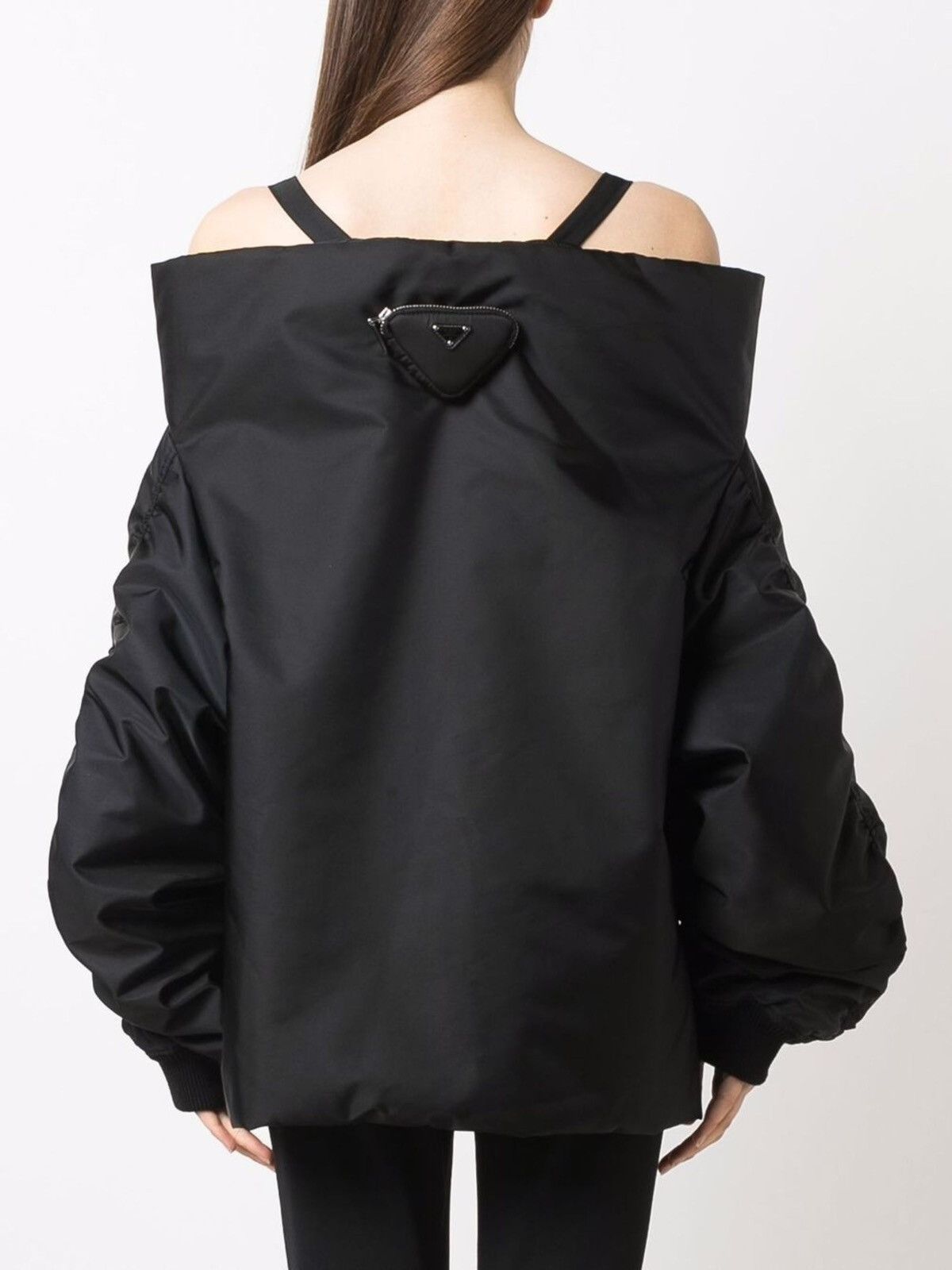 Prada Prada Logo Plaque Pouch Off-Shoulder Bomber Jacket Size S / US 4 / IT 40 - 5 Thumbnail