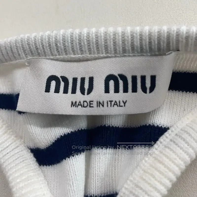 Miu Miu Miu Miu Striped Cotton Crop Top . Size L / US 10 / IT 46 - 6 Thumbnail