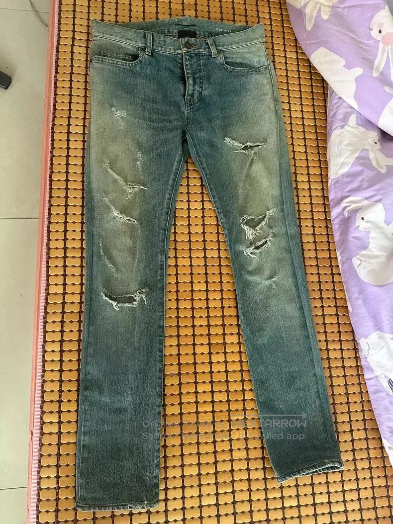 Saint Laurent Paris Saint Laurent Distressed Blue Denim Jeans. Size US 30 / EU 46 - 1 Thumbnail