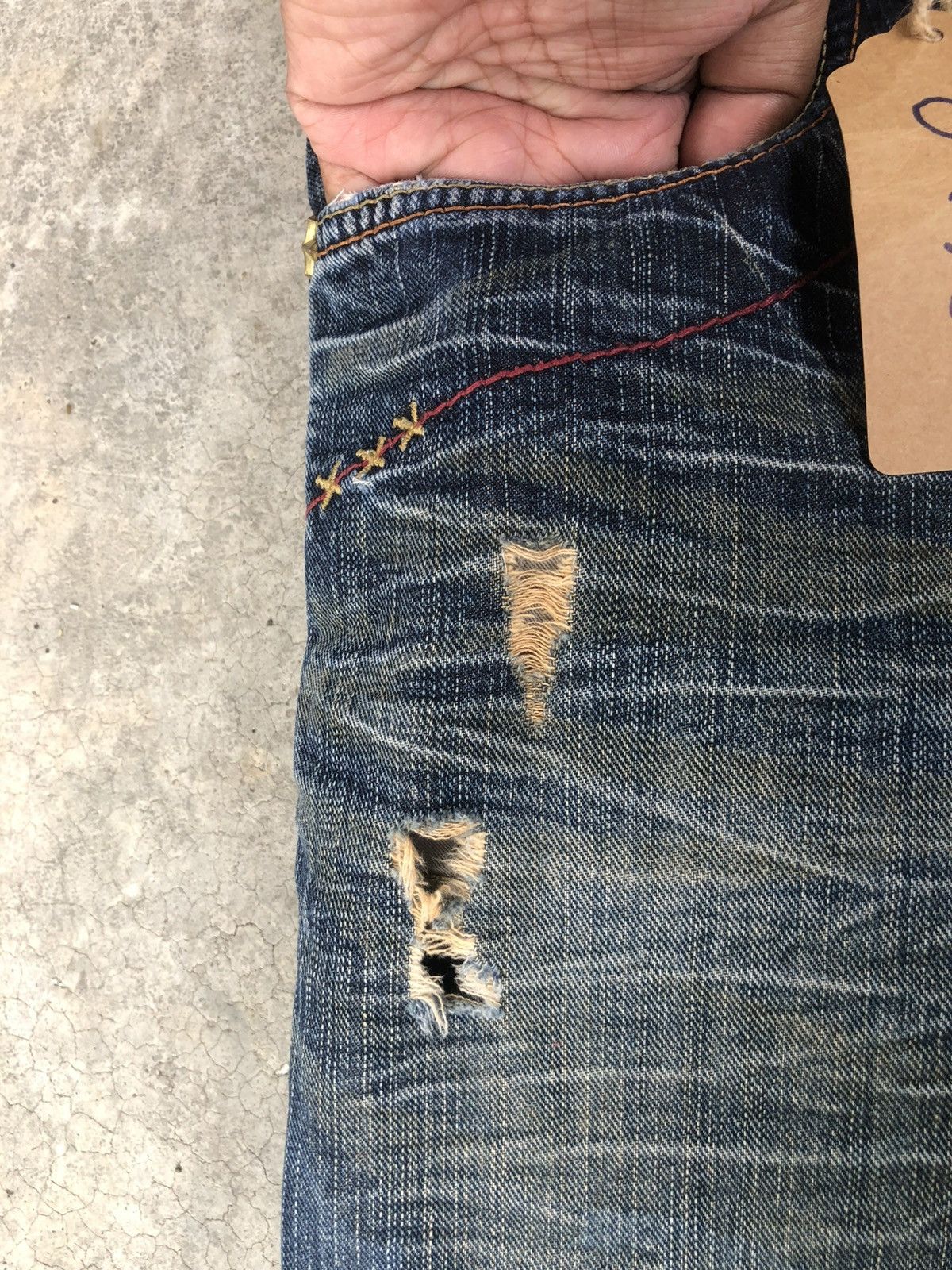 If Six Was Nine Japanese Lee Flared Jeans Distressed Denim Size US 34 / EU 50 - 17 Thumbnail