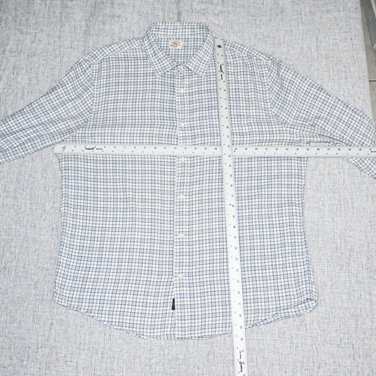 Faherty Faherty Men's XL Blue Gray Button up Flannel Shirt Plaid Size US XL / EU 56 / 4 - 6 Thumbnail