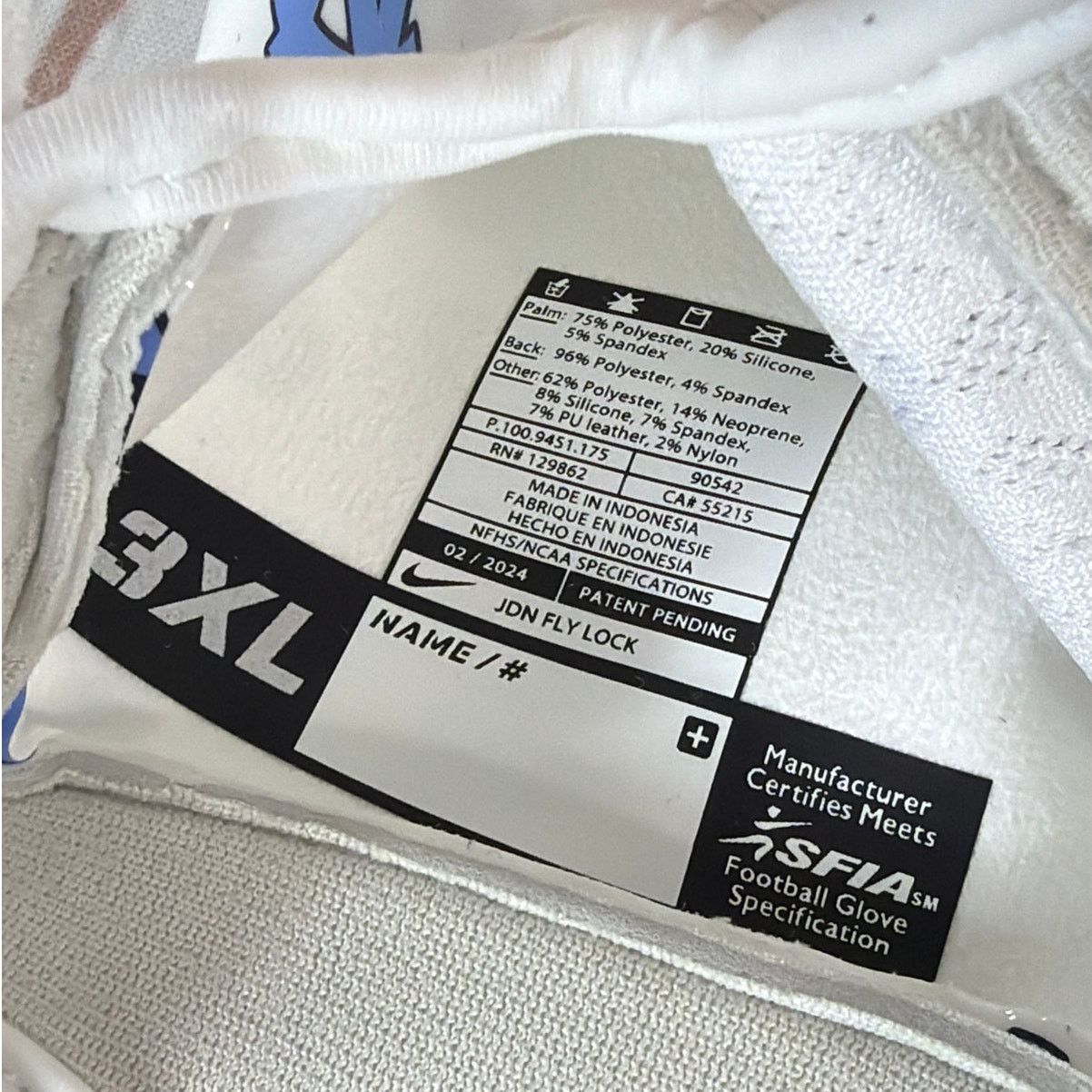 Jordan Brand Nike Jordan UNC Tar Heels Team Issue Fly Lock Gloves Sz 3XL Size ONE SIZE - 4 Thumbnail