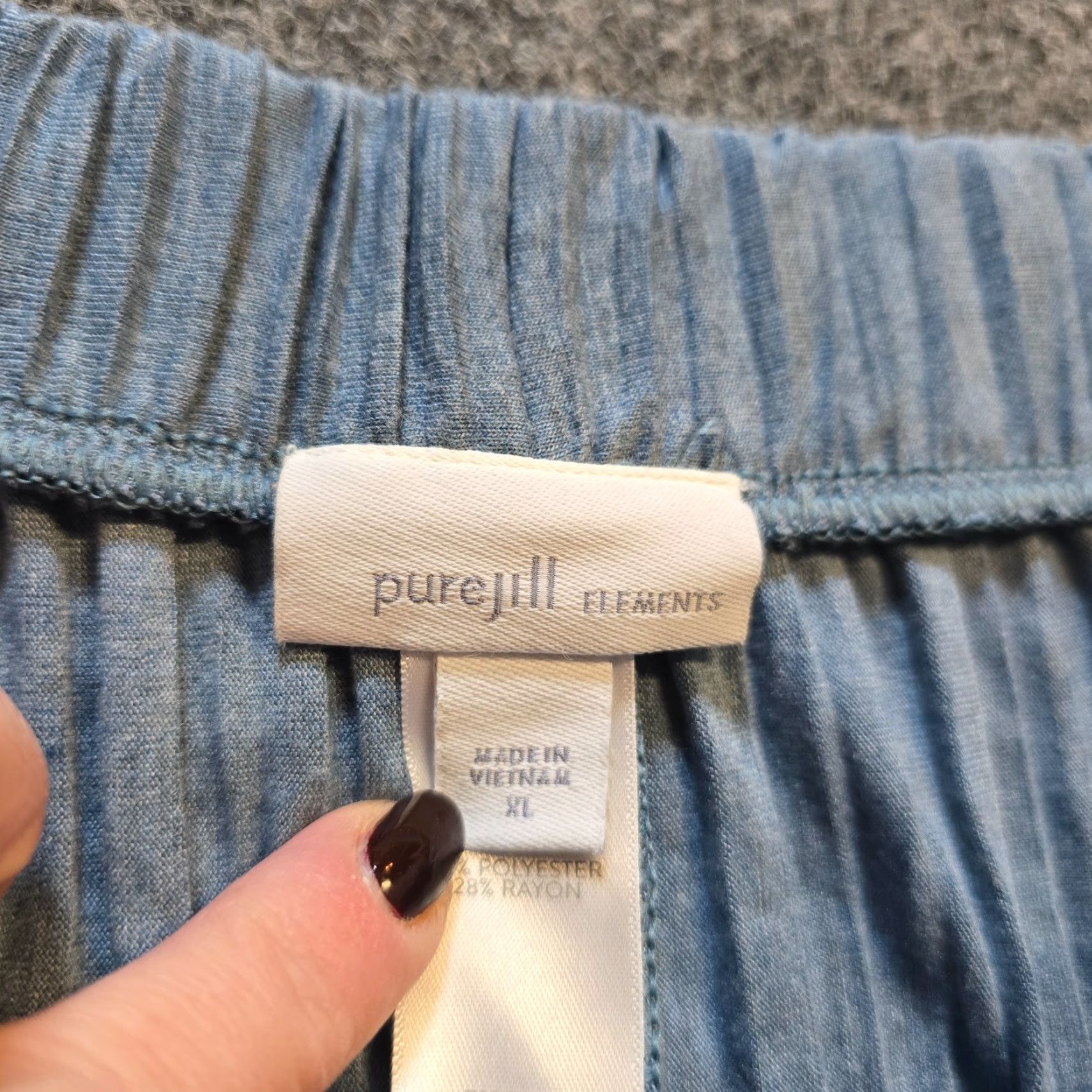 J. Jill J Jill Pants Womens Large Blue Pleated Pull On Wide-Leg Comfort Casual Lounge Shirt? Size 36" / US 14 / IT 50 - 3 Thumbnail