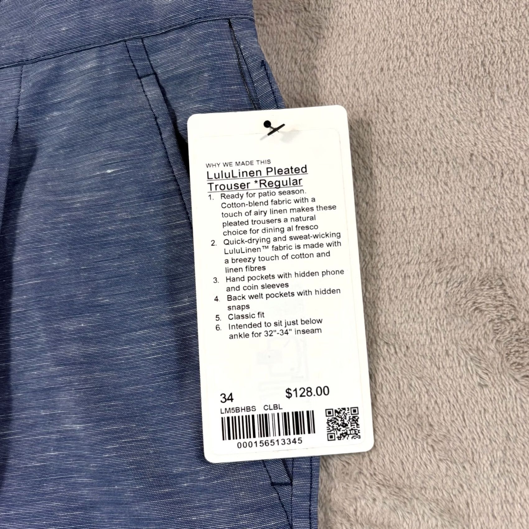 Lululemon Lululemon Lululinen Pleated Trouser Pants Club Blue Men 34x30 NWT Casual Chino Straight Pants Solid Blue Vintage No 5-Pocket Size US 34 / EU 50 - 4 Thumbnail