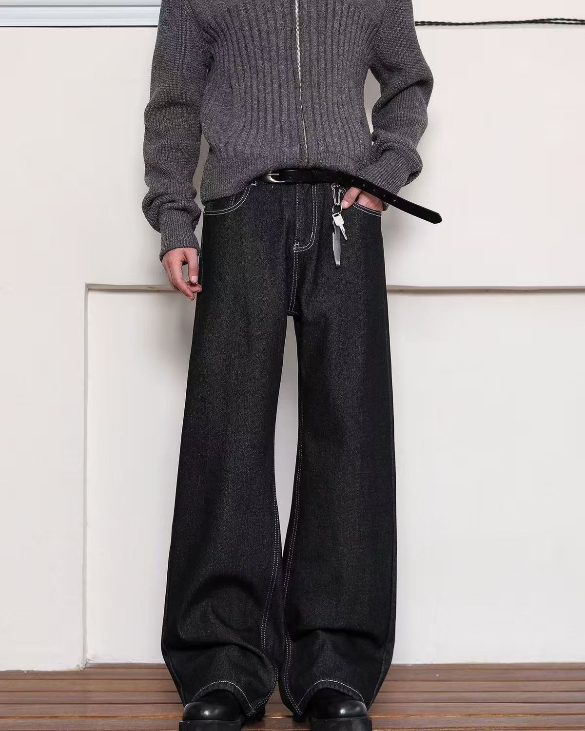 Jean Black men's loose straight cargo jeans y2k Size US 32 / EU 48 - 2 Thumbnail