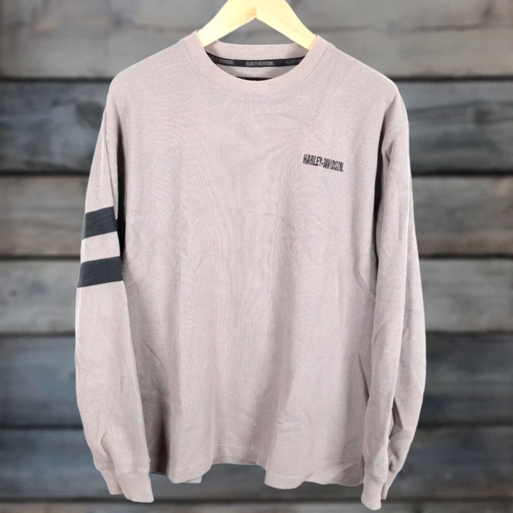 Harley Davidson Harley-Davidson Sweatshirt Mens XL Gray Embroidered Crewneck Biker Waffle Knit Pullover Cotton-Blend Heavyweight Size US XL / EU 56 / 4 - 1 Thumbnail
