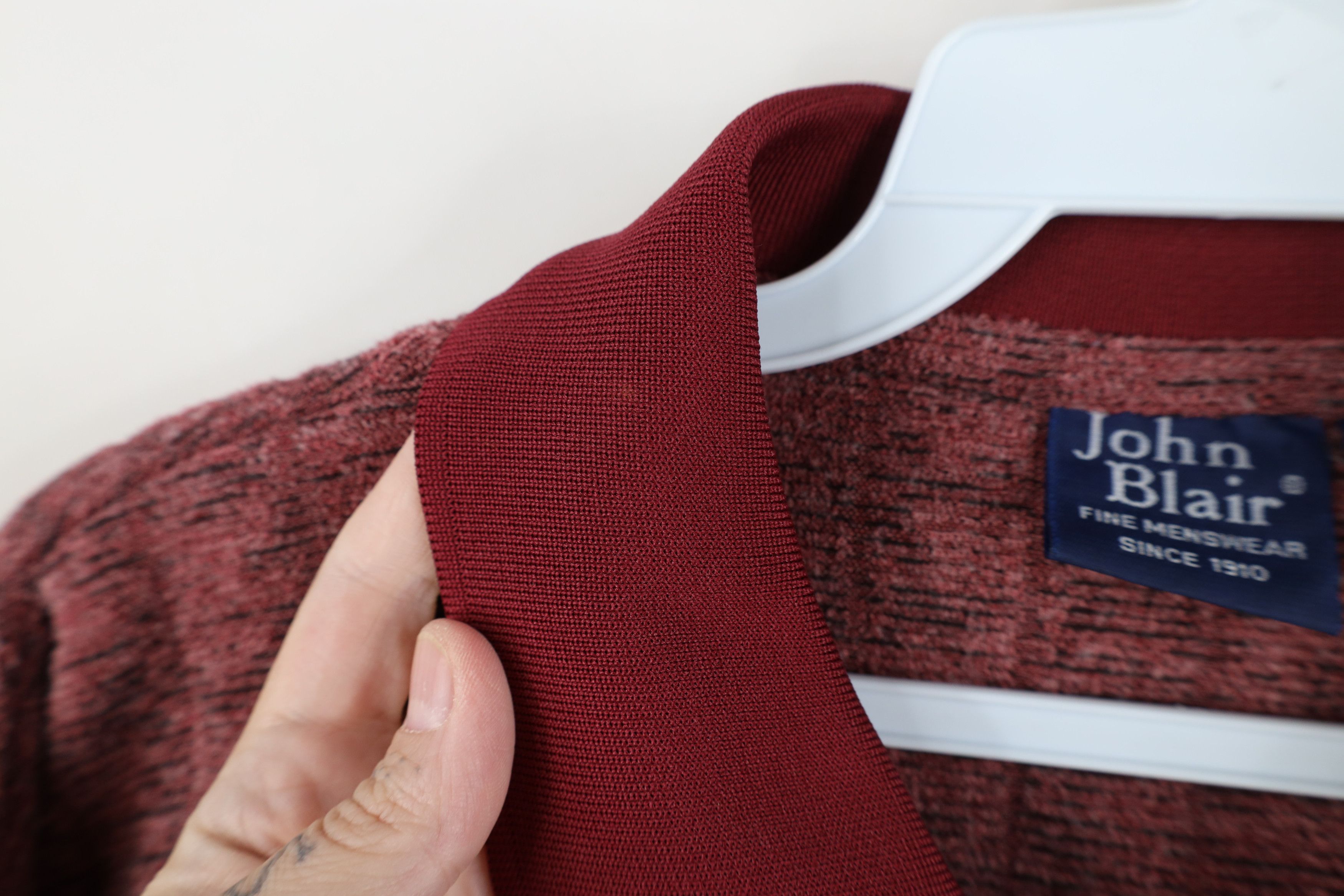 Vintage Vintage 90s Streetwear Fleck Collared Fleece Sweatshirt Red Size US L / EU 52-54 / 3 - 6 Thumbnail