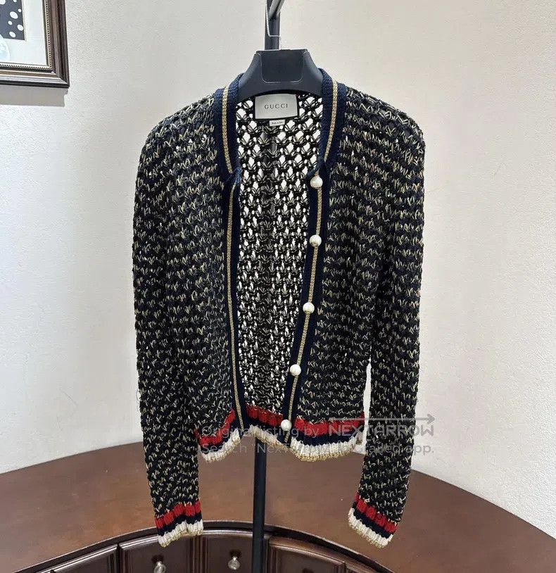 Gucci Gucci Heavy handmade hollow knitted cardigan coat Size L / US 10 / IT 46 - 1 Thumbnail