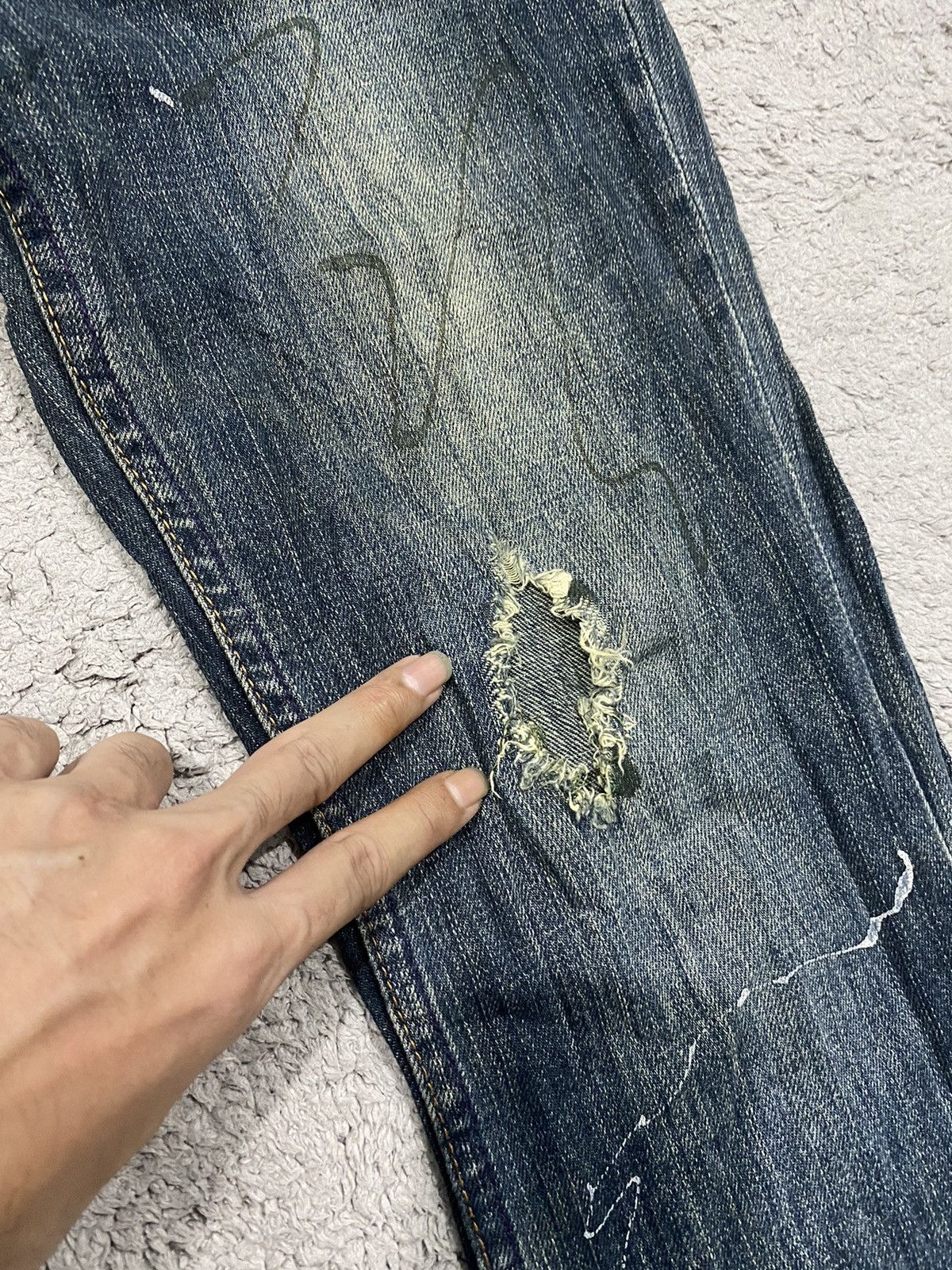 If Six Was Nine ROOT THREE Flared Paint Splashed Low Rise Denim Size US 31 - 8 Thumbnail