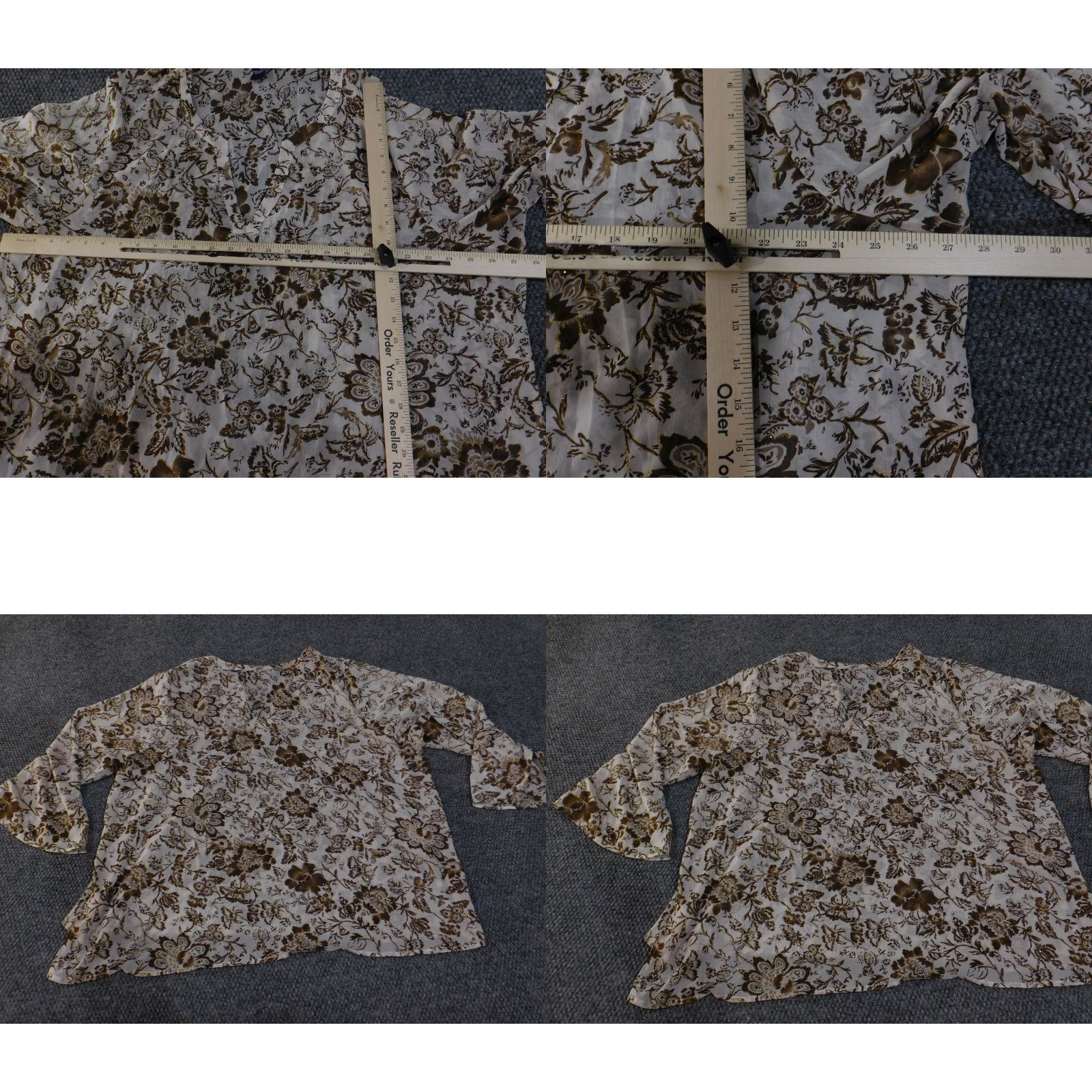 Vintage Susan Graver Shirt Womens 3X Brown Floral Tunic 3/4 Sleeve Lightweight Sheer Size XXL / US 16-18 / IT 52-54 - 8 Thumbnail