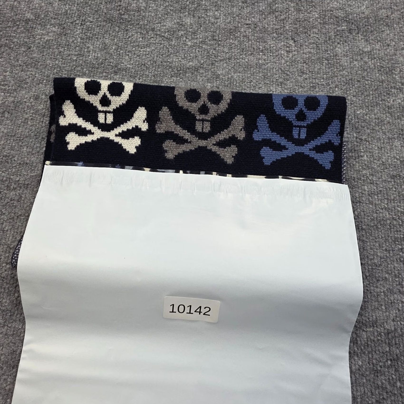 Psycho Bunny VINTAGE Psycho Bunny Scarf Men One Size Blue AOP 65" x 12" 100% Cashmere Wool Wool Blend Cashmere Scarf Neck Warmer Bunny Skull Crossbones Fun Theme Size ONE SIZE - 7 Thumbnail