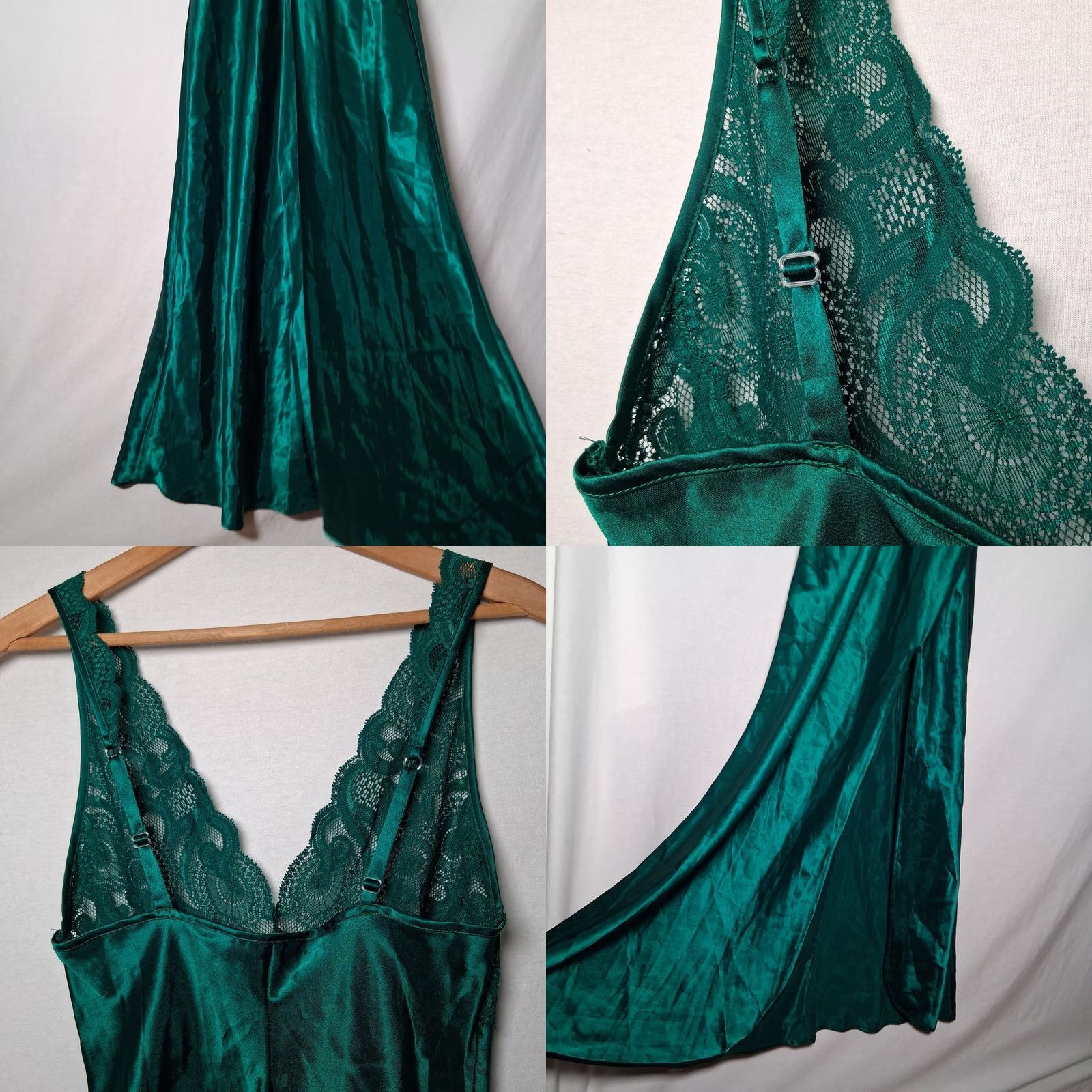 Victoria's Secret VINTAGE Victoria's Secret Nightgown Shirt Women Green 1990s Satin Lace Intimate XS S Size ONE SIZE - 9 Thumbnail