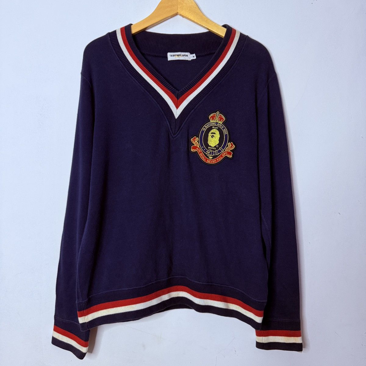 Bape Bape a Bathing ape collage knitwear vneck Size US M / EU 48-50 / 2 - 1 Thumbnail