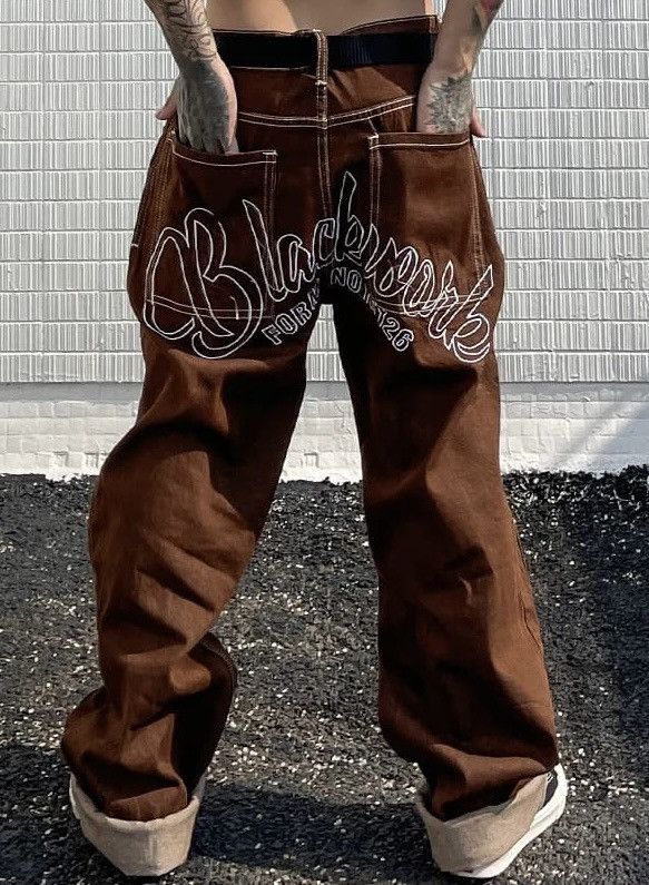 Japanese Brand Vintage Y2K Loose Fit Embroidered Double Knee Pants Size US 38 / EU 54 - 1 Thumbnail